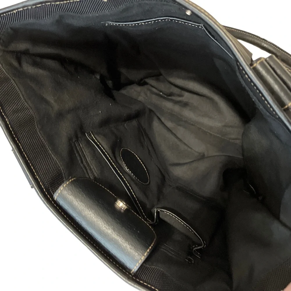 Etienne Aigner Elegant Black Canvas Tote Bag